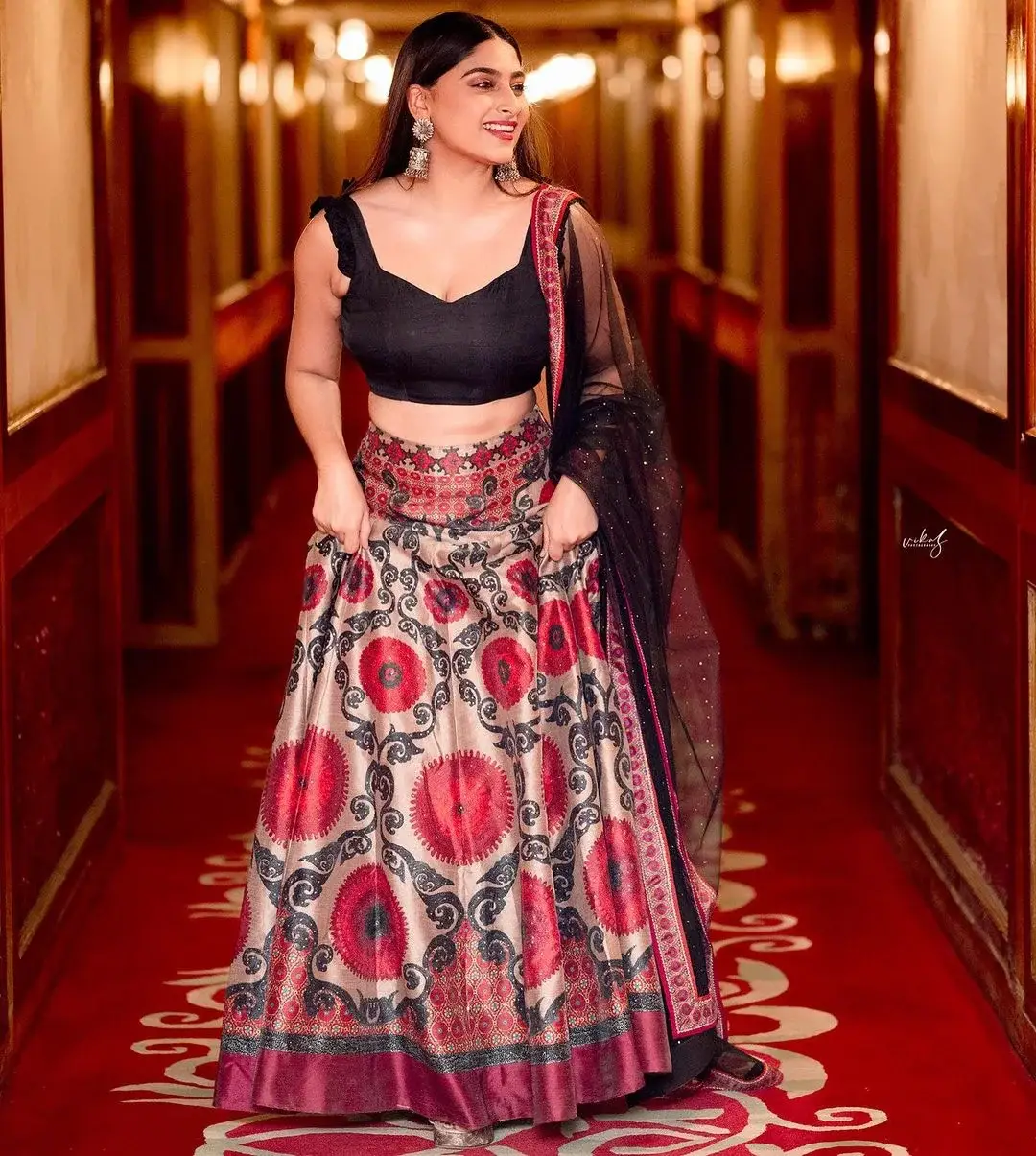 Kannada Actress Nishvika Naidu in Black Lehenga Choli